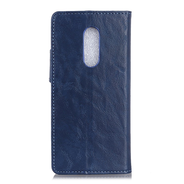 Cáscara Magnética Del Teléfono Del Cuero Loco Del Caballo De La Forma De S Para Sony Xperia XZ4 - Azul-3