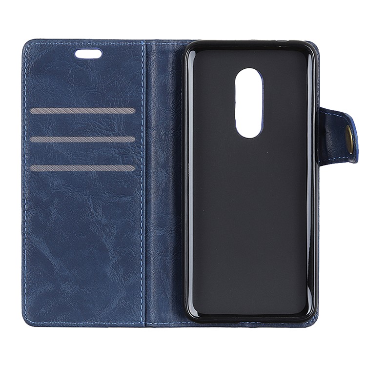 Cáscara Magnética Del Teléfono Del Cuero Loco Del Caballo De La Forma De S Para Sony Xperia XZ4 - Azul-5