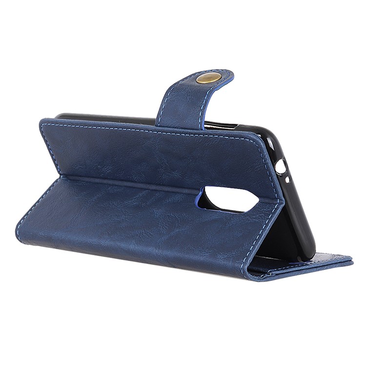 Cáscara Magnética Del Teléfono Del Cuero Loco Del Caballo De La Forma De S Para Sony Xperia XZ4 - Azul-8