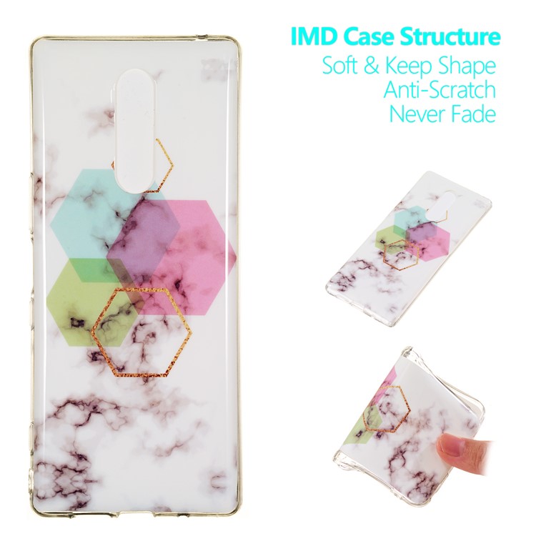 For Sony Xperia 1 Marble Pattern Printing IMD TPU Gel Shell - Style F-1