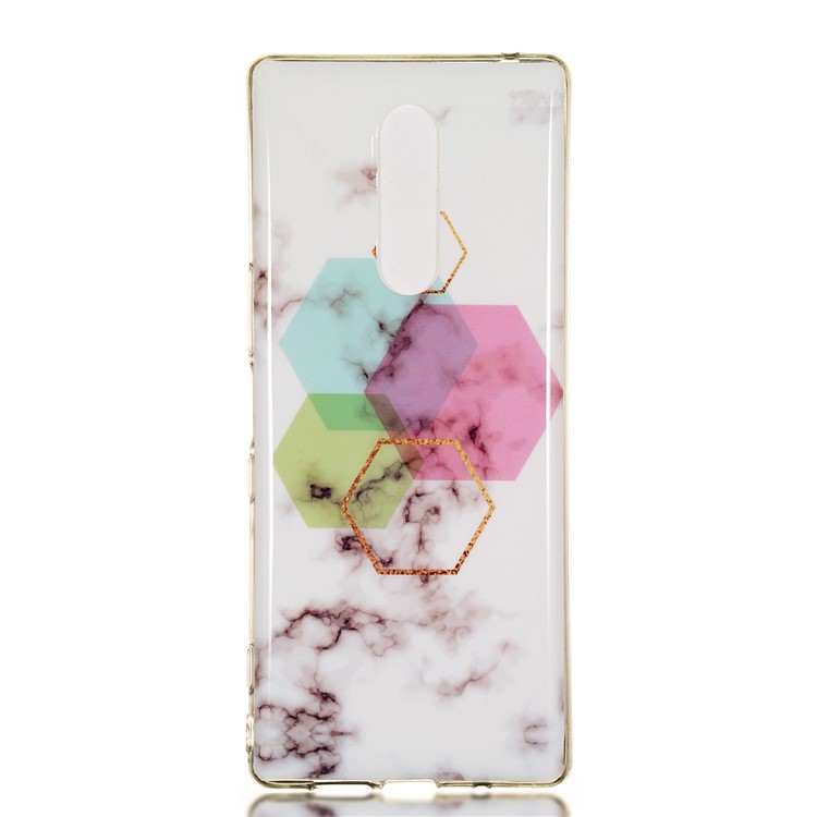 For Sony Xperia 1 Marble Pattern Printing IMD TPU Gel Shell - Style F-2