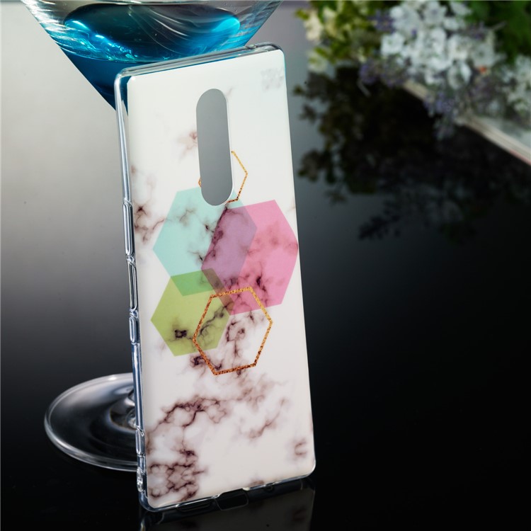 For Sony Xperia 1 Marble Pattern Printing IMD TPU Gel Shell - Style F-5