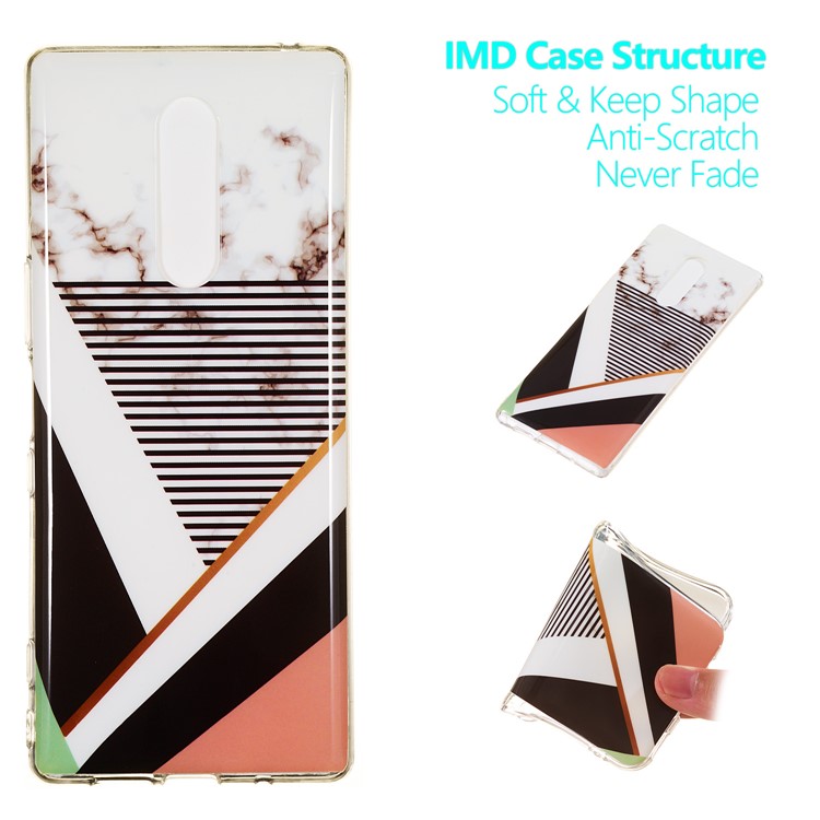 Marble Pattern IMD TPU Case Shell for Sony Xperia 1 - Style E-1