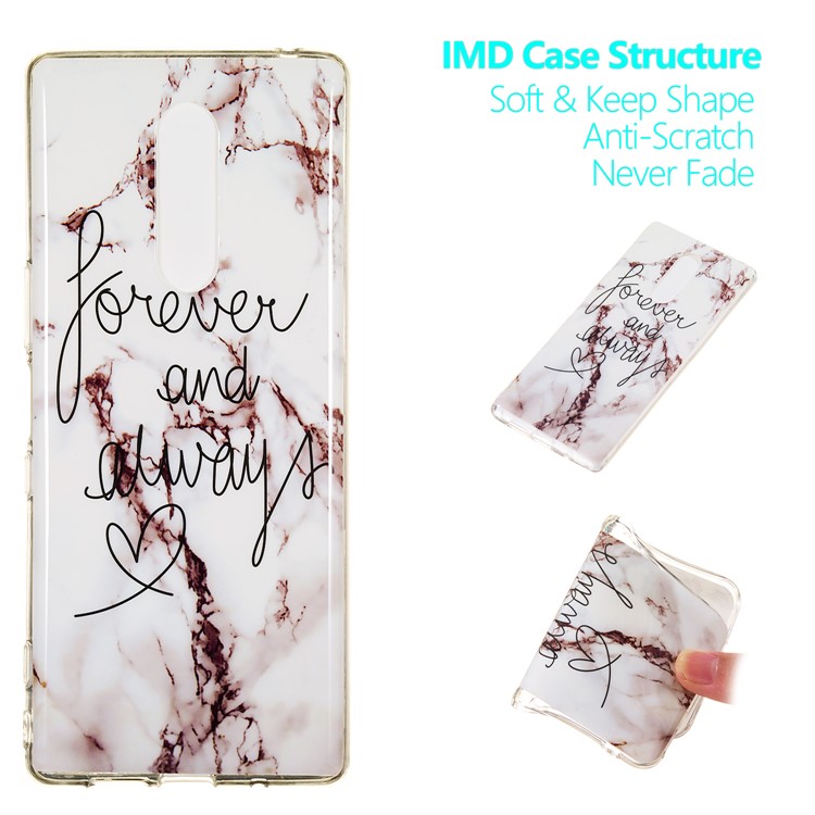 Marble Pattern IMD TPU Mobile Phone Case for Sony Xperia 1 - Style F-1