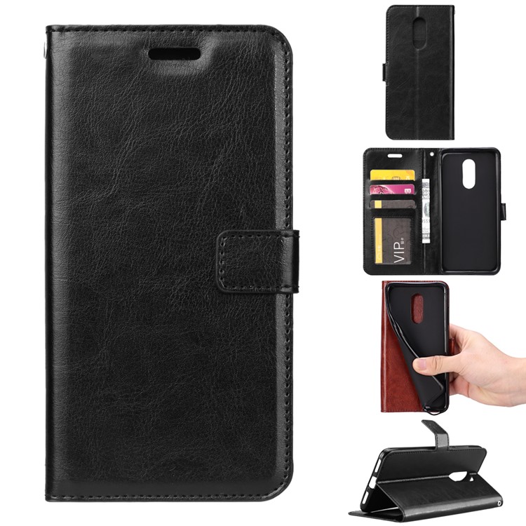 Crazy Horse PU Leather Wallet Case for Sony Xperia 1 - Black-1