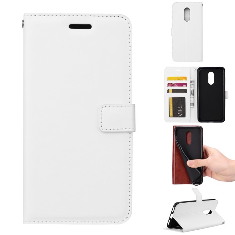 Crazy Horse PU Leather Folio Flip Cover for Sony Xperia 1 - White-1