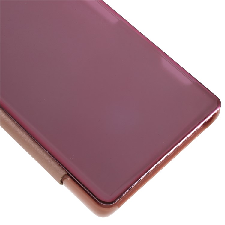 Electroplating Mirror Surface View Window Leather Stand Shell for Sony Xperia 1 - Rose Gold-4