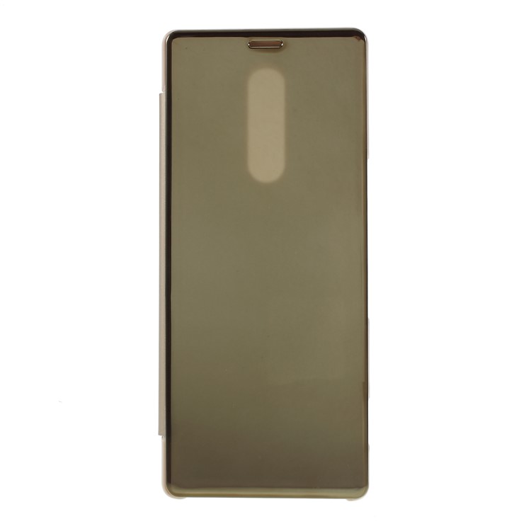 Electroplating Mirror Surface View Window Leather Stand Casing for Sony Xperia 1 - Gold-1