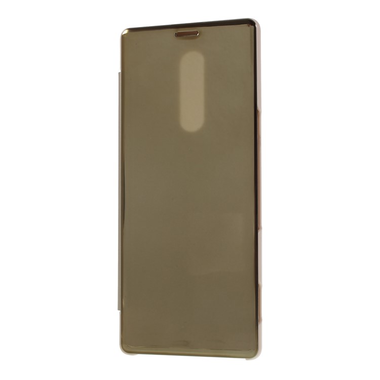 Electroplating Mirror Surface View Window Leather Stand Casing for Sony Xperia 1 - Gold-2