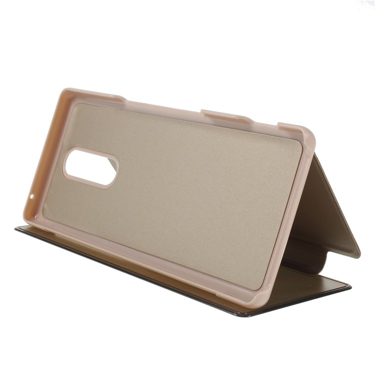 Electroplating Mirror Surface View Window Leather Stand Casing for Sony Xperia 1 - Gold-4