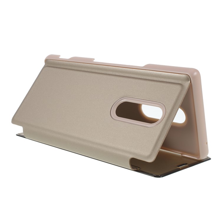 Electroplating Mirror Surface View Window Leather Stand Casing for Sony Xperia 1 - Gold-5