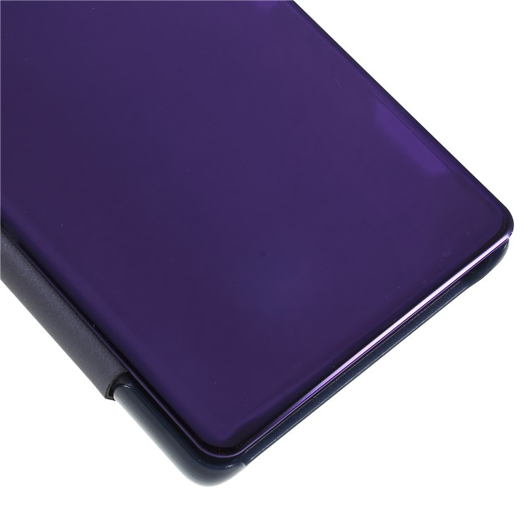 Electroplating Mirror Surface View Window Leather Stand Cell Phone Case for Sony Xperia 1 - Purple-4