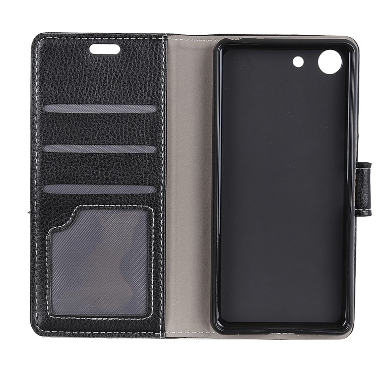Litchi Skin Wallet Leather Stand Case for Sony Xperia XZ4 Compact - Black-3