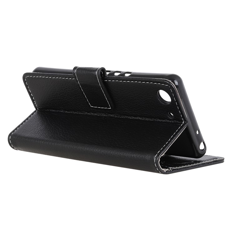 Litchi Skin Wallet Leather Stand Case for Sony Xperia XZ4 Compact - Black-4