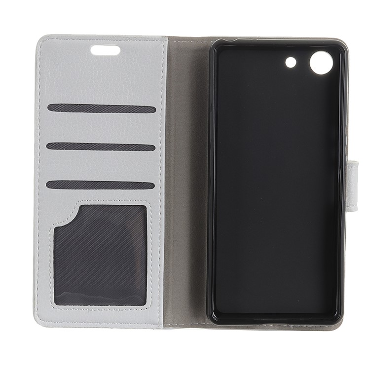 Litchi Skin Wallet Leather Stand Cover for Sony Xperia XZ4 Compact - White-3