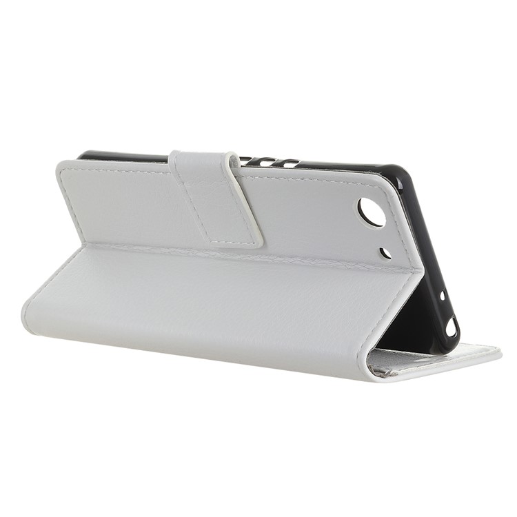 Litchi Skin Wallet Leather Stand Cover for Sony Xperia XZ4 Compact - White-4