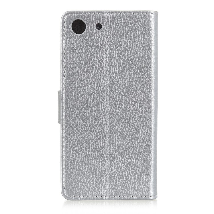 Litchi Skin Wallet Leather Protection Case for Sony Xperia XZ4 Compact - Silver-2