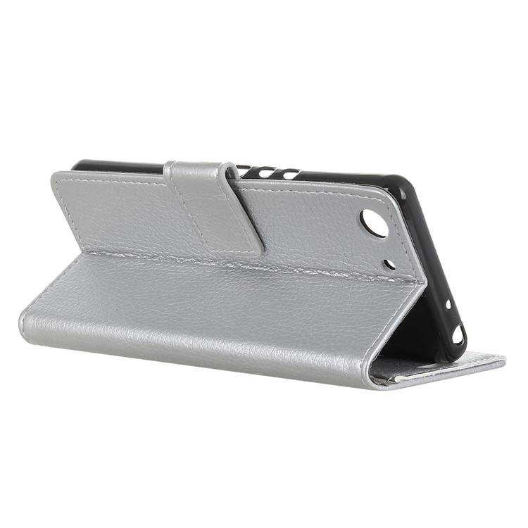 Litchi Skin Wallet Leather Protection Case for Sony Xperia XZ4 Compact - Silver-4