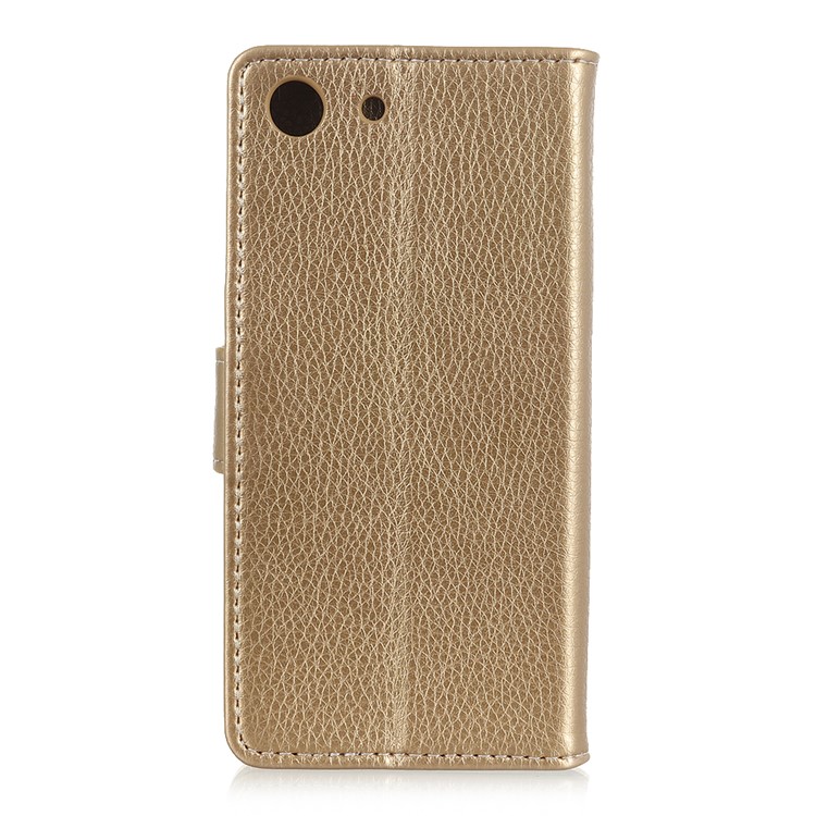 Litchi Skin Leather Stand Case with Card Slots for Sony Xperia XZ4 Compact - Gold-2