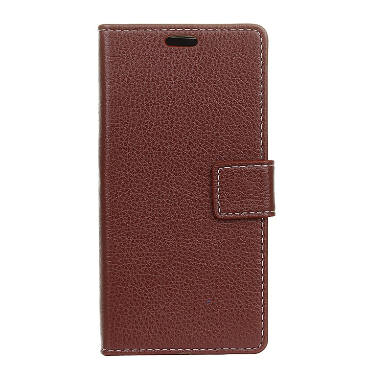 Litchi Skin Leather Stand Cover with Card Slots for Sony Xperia XZ4 Compact - Brown-1