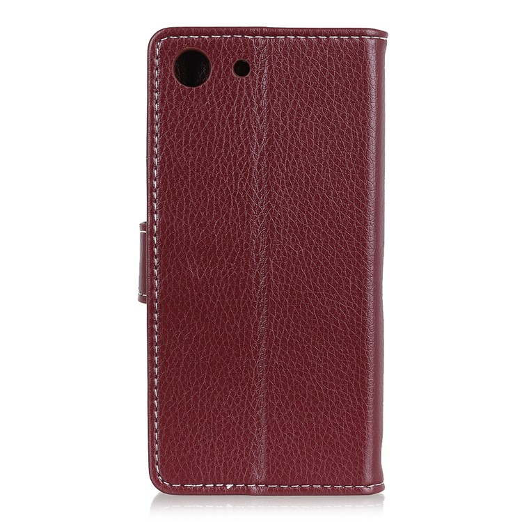 Litchi Skin Leather Stand Cover with Card Slots for Sony Xperia XZ4 Compact - Brown-2