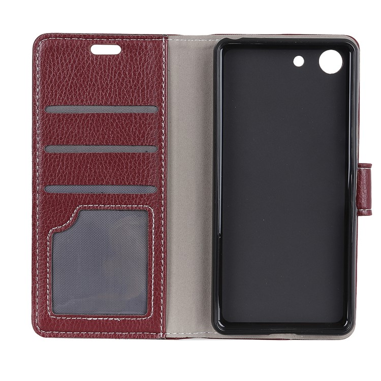 Litchi Skin Leather Stand Cover with Card Slots for Sony Xperia XZ4 Compact - Brown-3