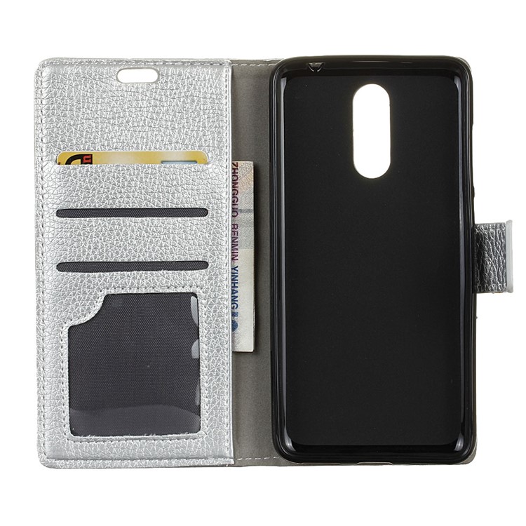 Litchi Skin Leather Wallet Stand Case for Sony Xperia 1 - Silver-4