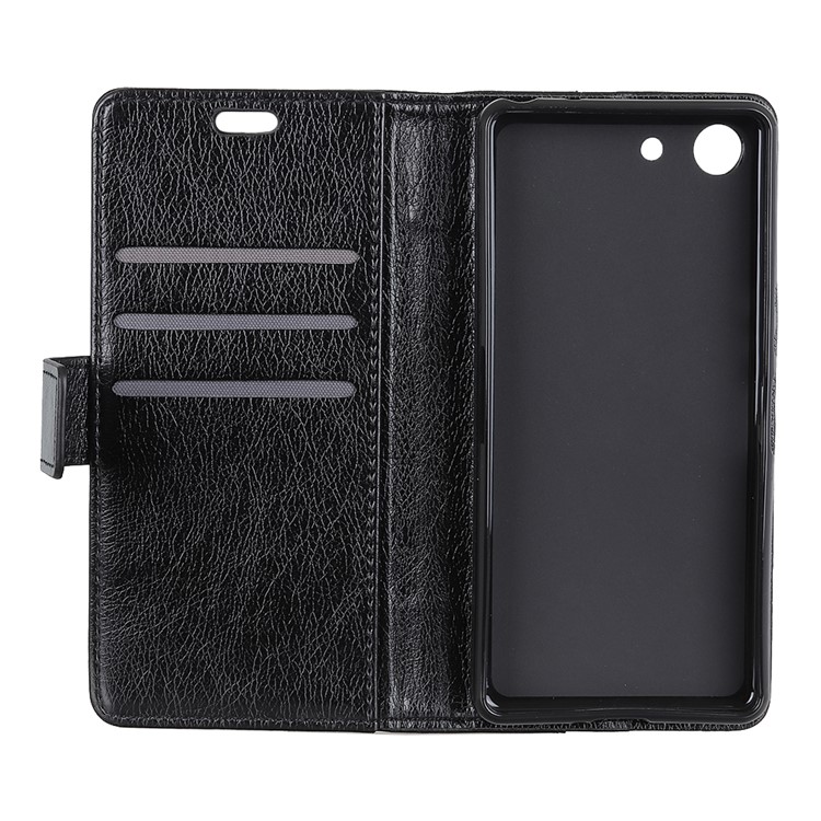Funda De Cuero Con Soporte De Billetera De Textura Nappa Para Sony Xperia XZ4 Compacta - Negro-4