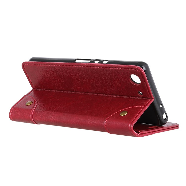 Nappa Texture Wallet Stand Ledertasche Für Sony Xperia XZ4 Compact - Rot-8