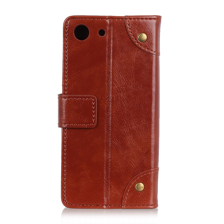 Carcasa De Cuero Con Textura Nappa Para Sony Xperia XZ4 Compact - Marrón-3