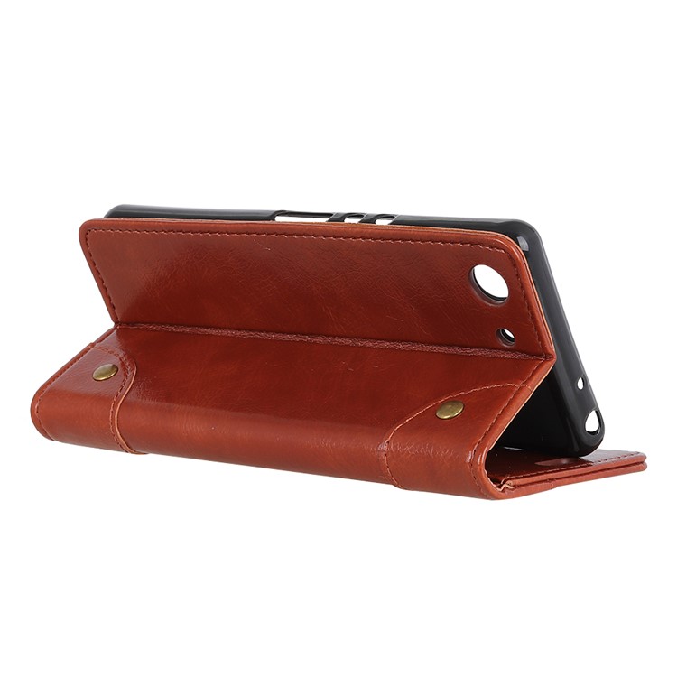 Carcasa De Cuero Con Textura Nappa Para Sony Xperia XZ4 Compact - Marrón-8