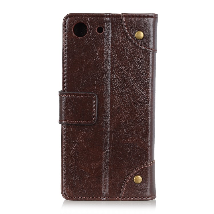 Nappa Texture Wallet Stand Leather Casing for Sony Xperia XZ4 Compact - Coffee-3