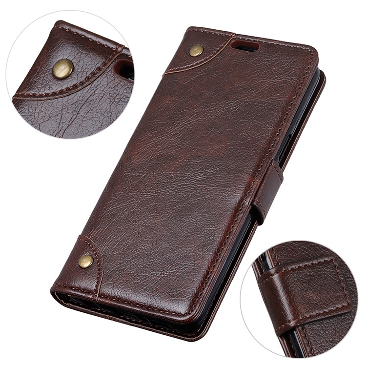 Nappa Texture Wallet Stand Leather Casing for Sony Xperia XZ4 Compact - Coffee-6