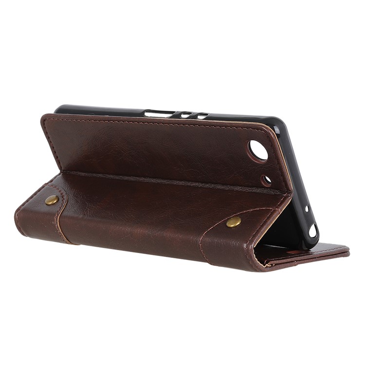 Nappa Texture Wallet Stand Leather Casing for Sony Xperia XZ4 Compact - Coffee-8