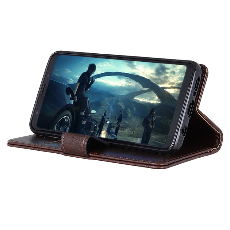 Nappa Texture Wallet Stand Leather Casing for Sony Xperia XZ4 Compact - Coffee-9