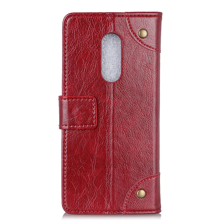 Nappa Texture Wallet Stand Leather Cover for Sony Xperia 1 - Red-3