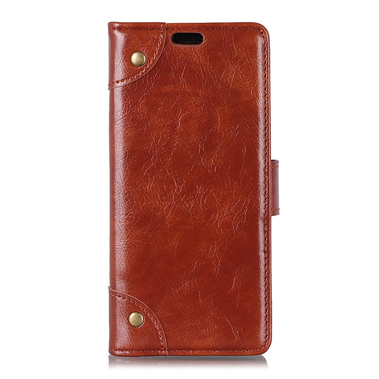 Nappa Texture Wallet Stand Leather Shell for Sony Xperia 1 - Brown-2