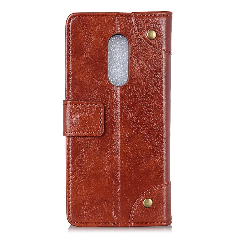 Nappa Texture Wallet Stand Leather Shell for Sony Xperia 1 - Brown-3