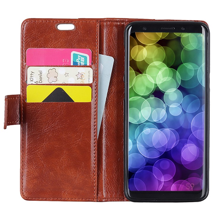 Nappa Texture Wallet Stand Leather Shell for Sony Xperia 1 - Brown-4
