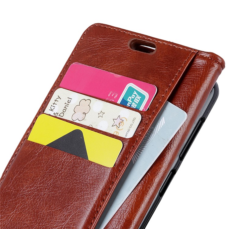 Nappa Texture Wallet Stand Leather Shell for Sony Xperia 1 - Brown-7
