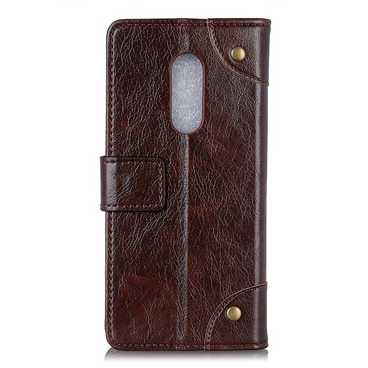 Nappa Texture Wallet Stand Leather Casing for Sony Xperia 1 - Coffee-3