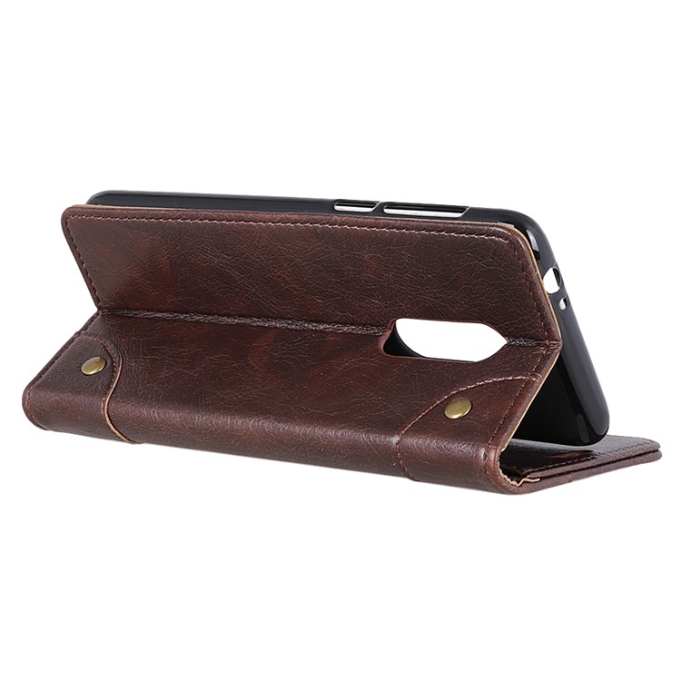 Nappa Texture Wallet Stand Leather Casing for Sony Xperia 1 - Coffee-8