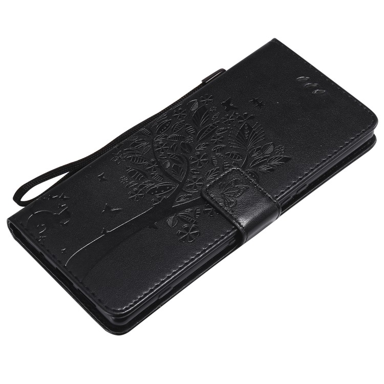 Imprint Cat and Tree PU Leather Flip Case for Sony Xperia 1 - Black-5