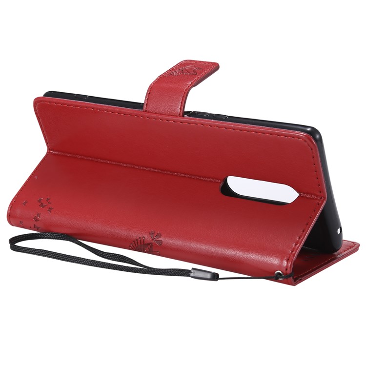 Imprint Cat and Tree PU Leather Flip Cover for Sony Xperia 1 - Red-7