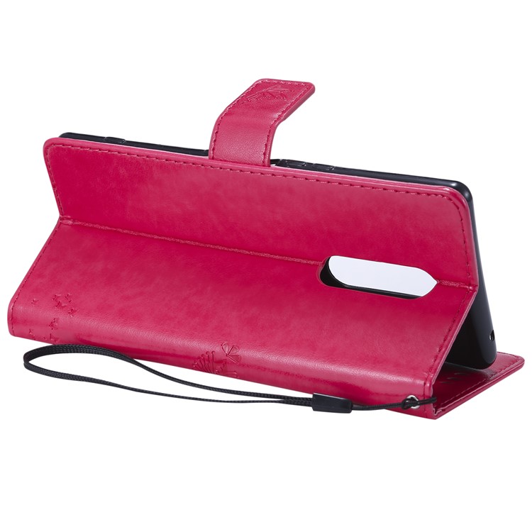 Imprint Cat and Tree PU Leather Phone Casing for Sony Xperia 1 - Rose-7