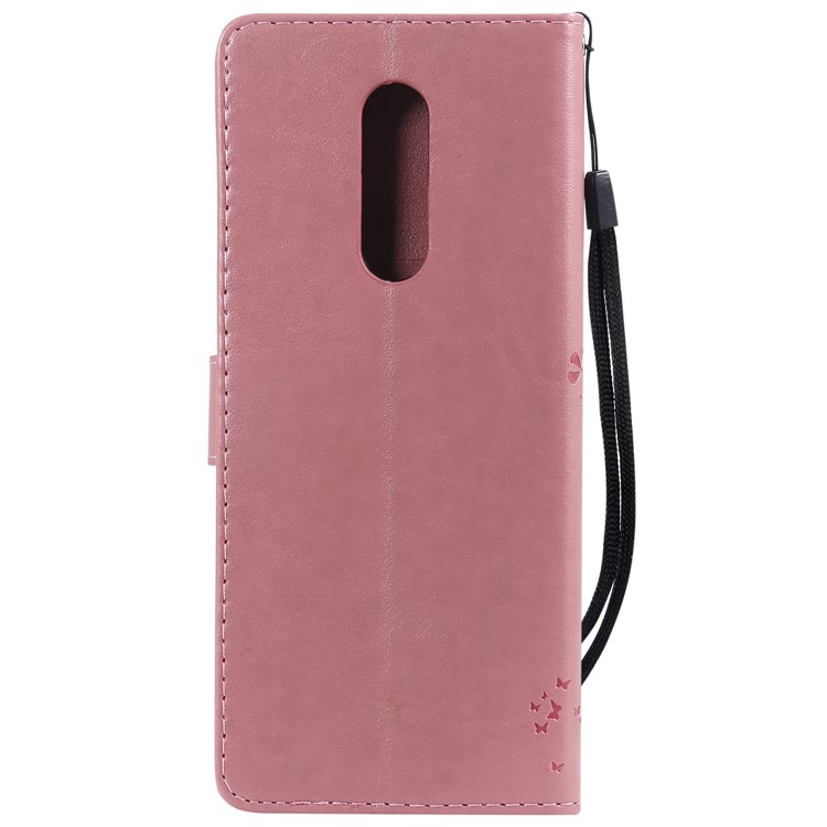 Imprint Cat and Tree PU Leather Mobile Cover for Sony Xperia 1 - Pink-3