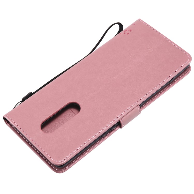 Imprint Cat and Tree PU Leather Mobile Cover for Sony Xperia 1 - Pink-6