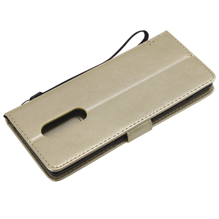 Imprint Cat and Tree PU Leather Protective Shell for Sony Xperia 1 - Gold-6