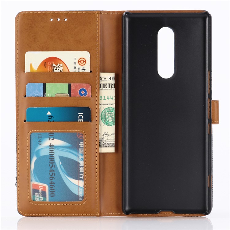 Oxford Cloth Wallet Stand PU Leather Cover for Sony Xperia 1 - Black-3