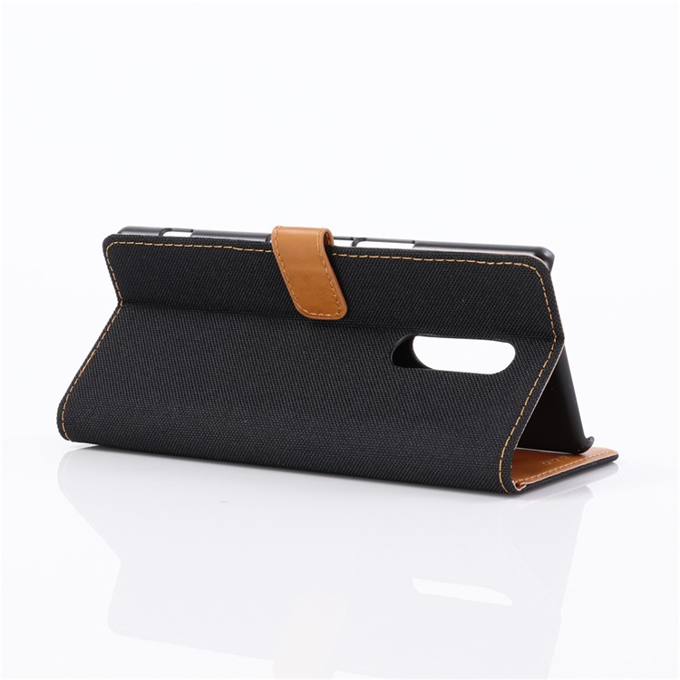 Oxford Cloth Wallet Stand PU Leather Cover for Sony Xperia 1 - Black-4